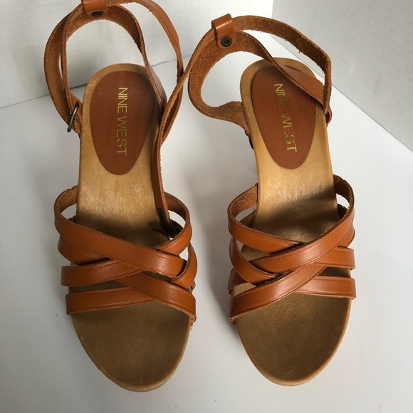 nine west em down leather slide sandal